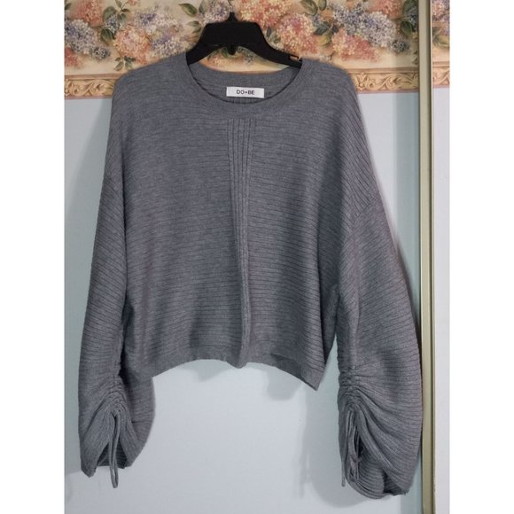 DO+BE Large Grey Knit Oversized Casual Lounge Comfort Pullover Sweater - Picture 1 of 5